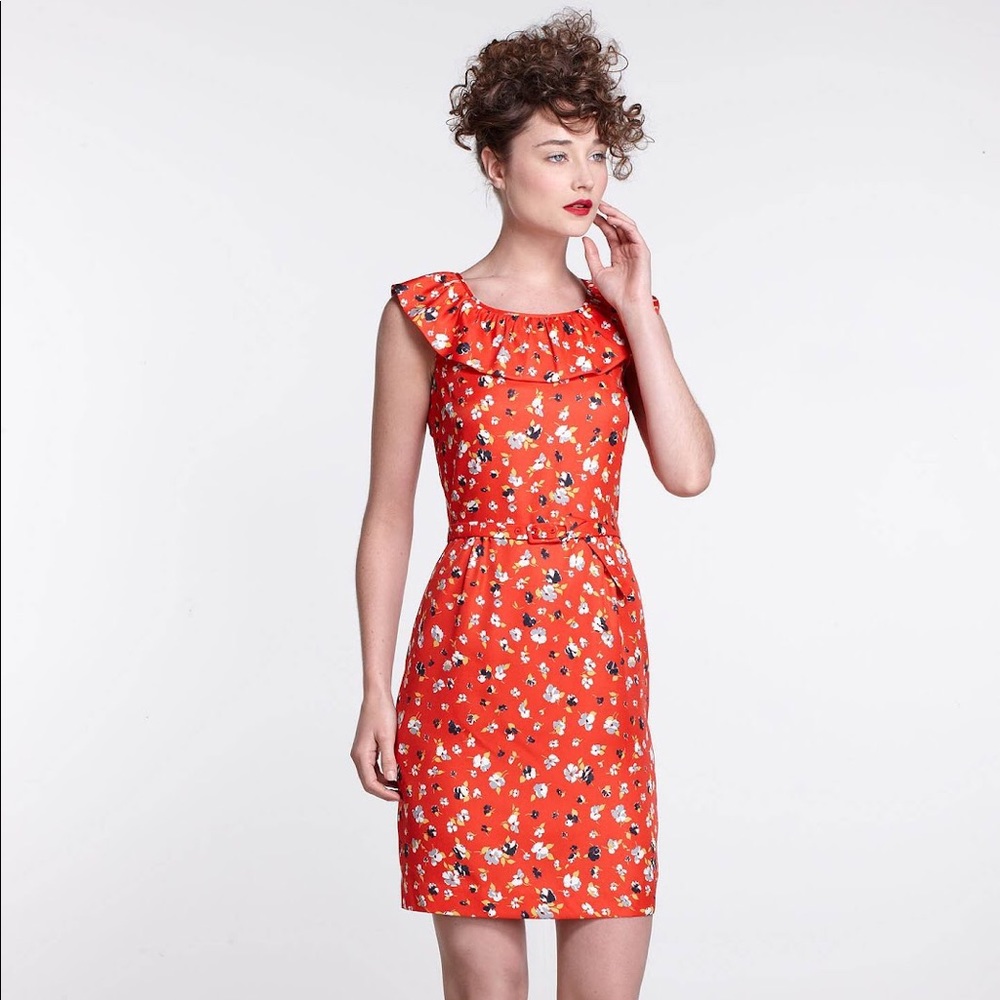 Anthropologie Red Floral Floral Dress